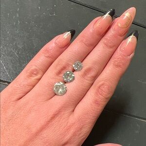 3 Pcs Light Blue Moissanite Or Moissanite Coated CZ Unidentified Loose Gemstones